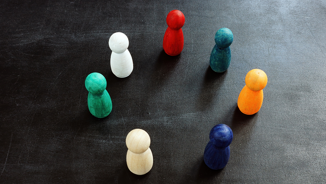 Inclusive workplace: a circle of colourful figures