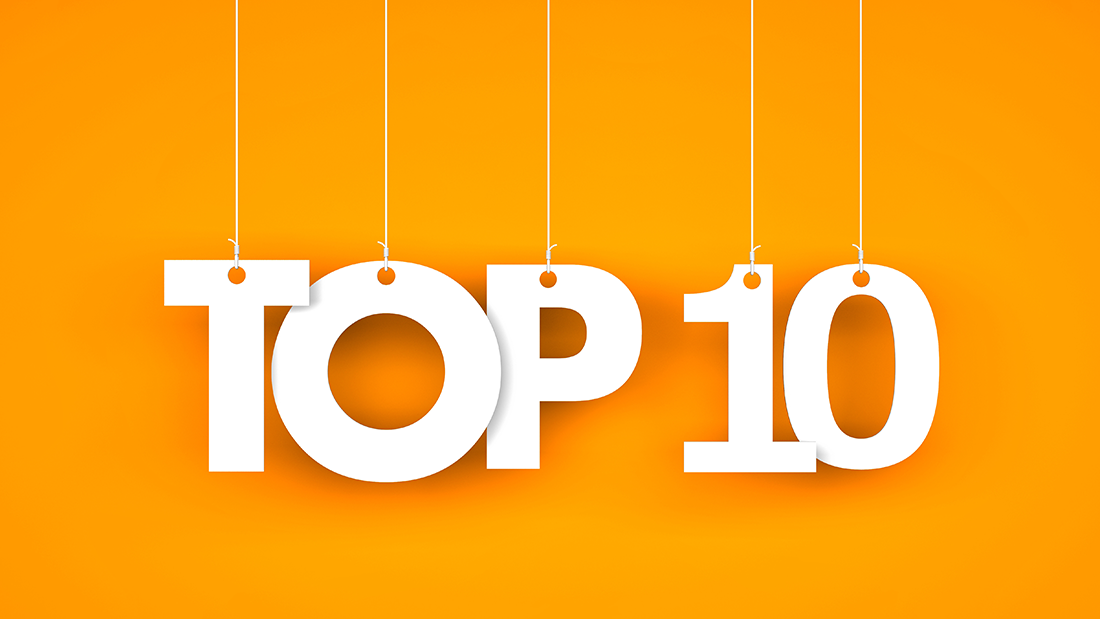 most popular blogs: letters hanging on ropes spelling 'Top 10'