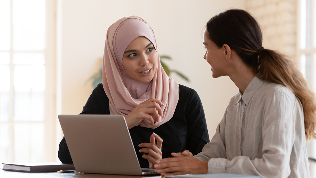 attract diverse students: a muslim intern talking to her manager